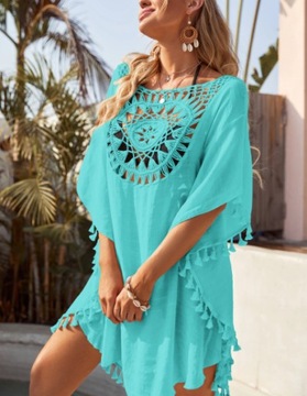 БОХО ТУНИКА ДЛЯ ПЛЯЖА, ВОЗДУХ, СВОБОДНАЯ КЕПКА ПАРЕО