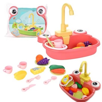 DUŻY ZLEWOZMYWAK AKCESORIA KUCHNIA ZLEW DLA DZIECI DZIAŁA NA WODE