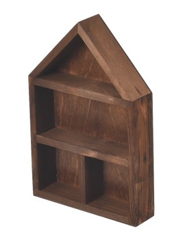 BRĄZOWA DREWNIANA PÓŁKA ORGANIZER ŚCIENNY