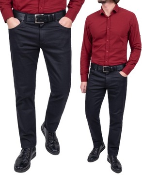 Spodnie męskie czarne materiałowe prosta nogawka klasyczne PL - 108 cm L:30