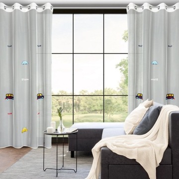 Штора 140х250 Элвин белая с красочной аппликацией