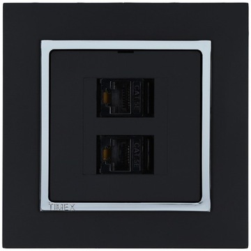 Gniazdo internetowe 2 x LAN RJ45 8-PIN MAGIC czarny mat / chrom