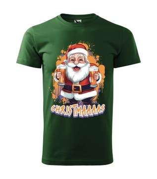 KOSZULKA T-SHIRT ZIELONA MĘSKA ŚWIĄTECZNA PREZENT NA ŚWIĘTA MIKOŁAJKI L