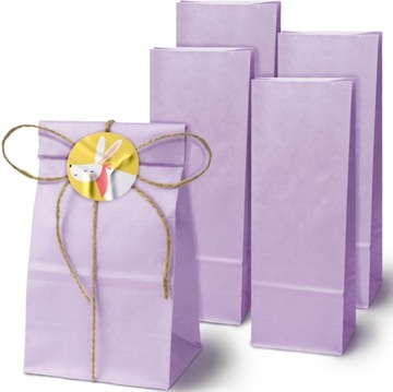 Torba Klockowa FIOLETOWA 10x7x28 cm ZESTAW 5 sztuk PASTELOWA na cukierki