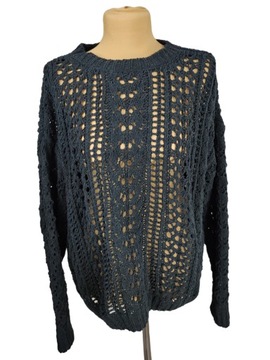 ELLOS SWETER PULLOVER Czarny Ażurowy rozm. 38-40