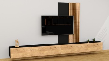 ПОЛОСЫ НА НАСТЕННОЙ ДОСКЕ 80Х138 СТЕНА ДЛЯ ТЕЛЕВИЗОРА ДУБ ЛАНСЕЛОТ + ДУБ ЛАНСЕЛОТ