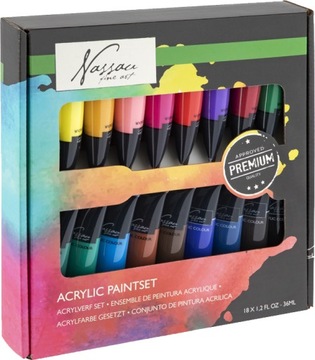 ZESTAW FARB AKRYLOWYCH FARBY AKRYLOWE 18x36 ml