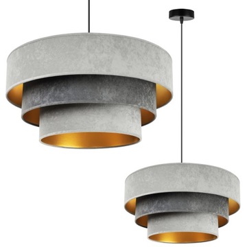 LAMPA WISZĄCA ŻYRANDOL SUFITOWA ZŁOTY ABAŻUR WELUR