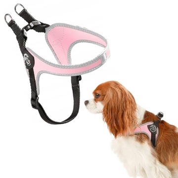 SZELKI małego psa Jack Russell M TRE PONTI 43-58cm różowe Z ODBLASKAMI