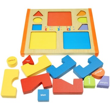 SORTER UKŁADANKA DREWNIANA PUZZLE FIGURY KOLOR