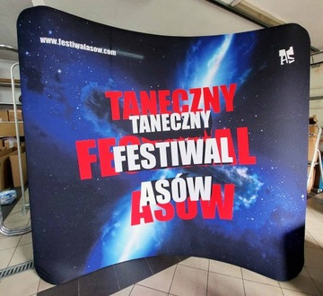 Ścianka Reklamowa Tekstylna Łukowa 250x230cm Nadruk Projekt jednostronna