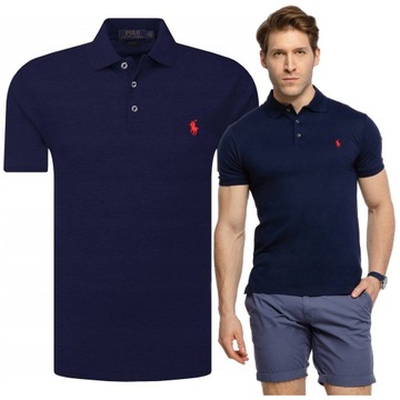 RALPH LAUREN męska koszulka polo granat SLIM r.M