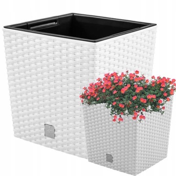 БОЛЬШОЙ УЛИЧНЫЙ ЦВЕТОЧНЫЙ ЦВЕТОК ИЗ РОТЕГА, БЕЛЫЙ, С КРЫШКОЙ ДЛЯ ТЕРРАСЫ