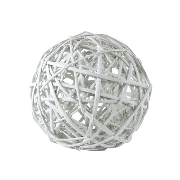 Kula wiklinowa rattanowa 25 cm biała ozdoba do domu kompozycja lampion