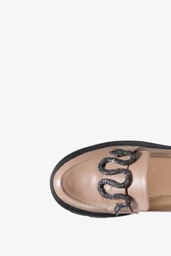 ТУФЛИ СКОЛЬЗЯЩИЕ ЖЕНСКИЕ НА ПЛАТФОРМЕ С МОДНОЙ ДЕКОРАТИВНОЙ ЗМЕЕЙ, размер 38