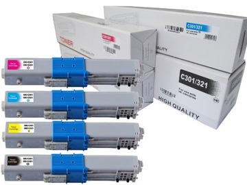 Komplet 4x wydajny toner do Oki C301 Oki C321dn MC332dn, MC342dn, MC342dnw