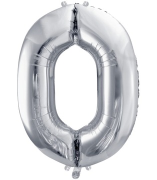 BALON foliowy SREBRNY urodziny cyfra numer 0 XXL
