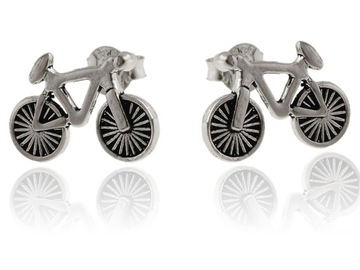 DELIKATNE KOLCZYKI WRKĘTKI SREBRNE ROWERY BICYCLE