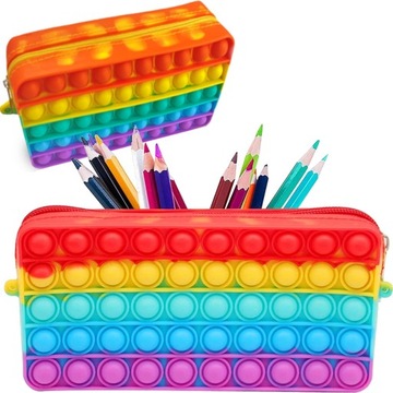 PIÓRNIK SZKOLNY SASZETKA POP IT TĘCZOWY KOLOROWY ZABAWKA GRA POPIT PIÓRNIKI