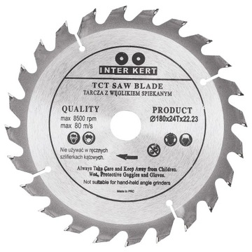 TARCZA WIDIOWA DO DREWNA PIŁA TNĄCA 180x22,2/24T