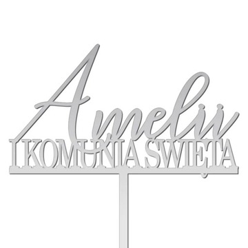 TOPPER TORT I KOMUNIA SWIĘTA DOWOLNE IMIĘ SREBRNY