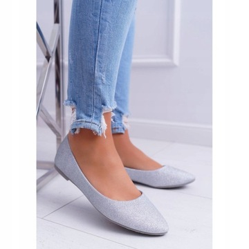 Szare Skóra ekologiczna Buty Baleriny PS1 r.36