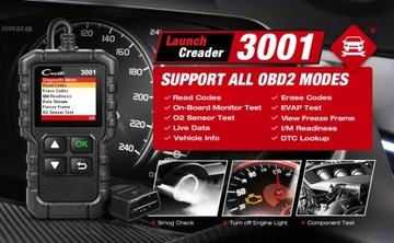 LAUNCH Creader 3001 skaner obd2, 3001, tryb czytnika kodów usterek silnika