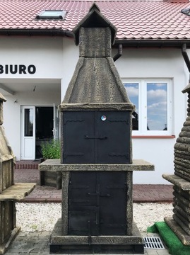 САДОВЫЙ ГРИЛЬ С КОПТИЛЬНИКОМ, БЕТОННАЯ САДОВАЯ КОПИЛКА, ГРИЛЬ-КОПТЕНИЕ