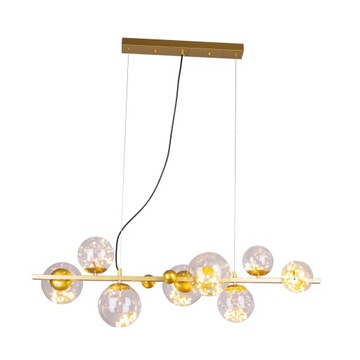Lampa Sufitowa Wisząca Żyrandol Do Salon Jadalni Złota 8 Kul Szklanych