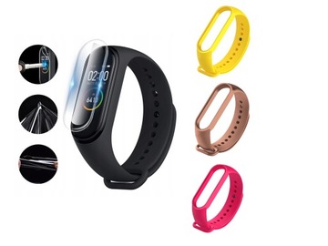 Zestaw Pakiet 3x + Folia XIAOMI PASEK OPASKA MI BAND 3/4 WIELE KOLORÓW