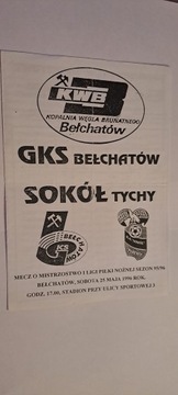 GKS BEŁCHATÓW - SOKÓŁ TYCHY 25-05-1996 PROGRAM MECZOWY (KOPIA?)