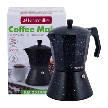 KAWIARKA EKSPRES DO KAWY KAFETERKA NA 12 KAW FILIŻANEK 600ml KAMILLE CZARNA