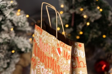 СУМКИ СУМКИ БУМАЖНАЯ упаковка для РОЖДЕСТВА ЭКО 24х10х32 см