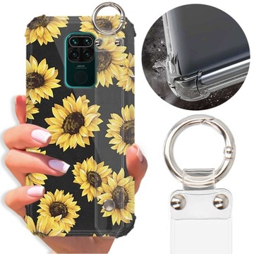 Etui Shock Pasek Do XIAOMI REDMI NOTE 9 Kwiaty Wz