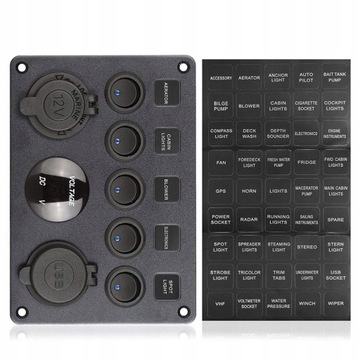 5 GANG PANEL PRZEŁĄCZNIKÓW 12-24V DO SAMOCHODÓW