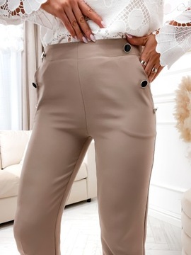 Eleganckie spodnie z guzikami beżowe XL
