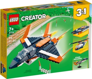 LEGO Creator 3 w 1 Odrzutowiec naddźwiękowy Łódka Helikopter 31126