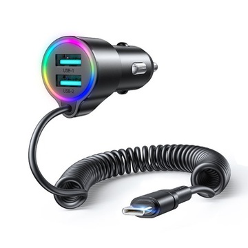 АВТОМОБИЛЬНОЕ ЗАРЯДНОЕ УСТРОЙСТВО JOYROOM 2XUSB С КАБЕЛЕМ USB-C