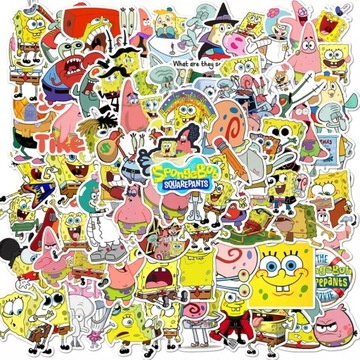NAKLEJKI 4x5cm MIX SPONGEBOB EXTRA WLEPKI 100 SZT