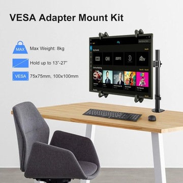 АДАПТЕР ДЛЯ КРЕПЛЕНИЯ МОНИТОРА БЕЗ ОТВЕРСТИЙ VESA 8 КГ 13-27 ДЮЙМОВ