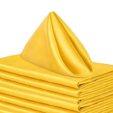 10 шт. атласные столовые салфетки, 18,90 x 18,90 дюйма, моющиеся, многоразовые, желтые
