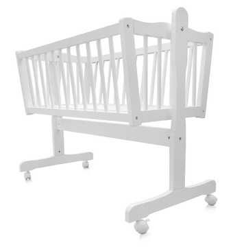 ДЕРЕВЯННАЯ ЛЮЛЬКА С КРЫШКОЙ, ВСТАВКОЙ И МАТРАСОМ, БЕЛАЯ 90х40