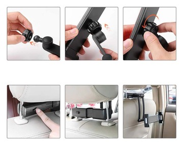 UCHWYT SAMOCHODOWY NA ZAGŁÓWEK TELEFON TABLET ALU