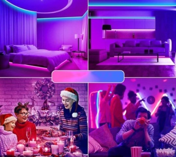 Taśma LED RGB 15m Bluetooth Aplikacja z pilotem