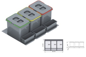 Круиз по контейнеру отходов для отходов для ящика ящика Praktiko 80 3x20L H-40