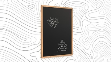 Доска меловая черная 70х50 см, деревянная рама ЭКО.