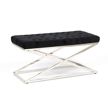 Czarna ławka siedzisko glamour chrom Royal 97cm