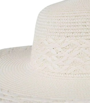 Modny duży pleciony damski kapelusz szerokie rondo (Beżowy)
