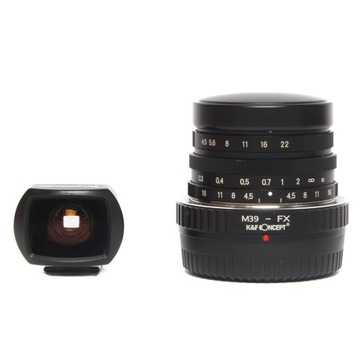 Voigtlander Heliar 15/4.5 (Leica M39) + adapter + wizjer