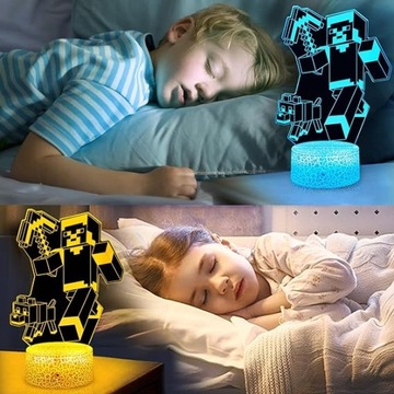 3D СВЕТОДИОДНЫЙ НОЧНИК USB MINECRAFT STEVE GRAWER 16 ЦВЕТОВ + ПУЛЬТ ПУЛЬТА